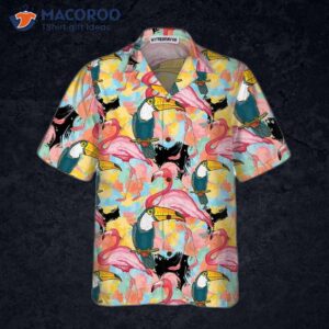 toucans and flamingos exotic floral hawaiian shirt tropical toucan shirt for adults cool print 2