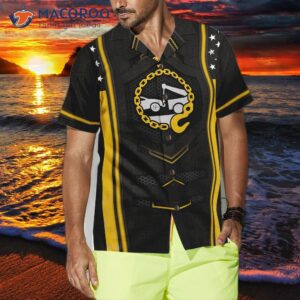 tow truck yellow flag hawaiian shirt 2