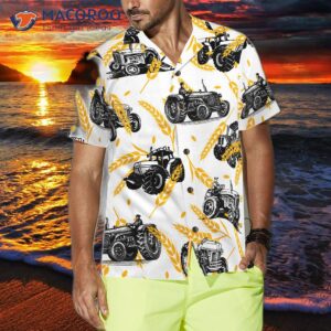 tractor pattern hawaiian shirt on wheat 3