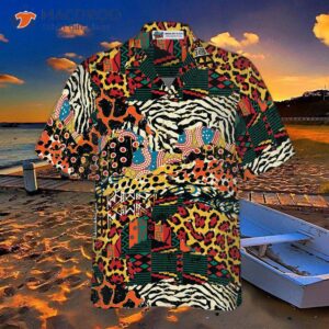 traditional african mixed animal skin hawaiian shirt 2