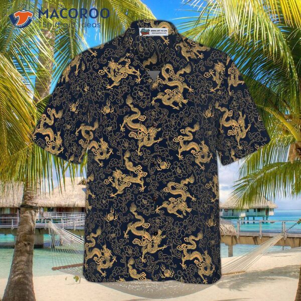 Traditional Chinese-style Hawaiian Shirt With A Dragon Design