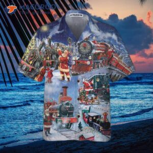 train to christmas hawaiian shirt funny gift for 2