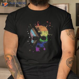 Trans Lgbt Inclusive Rainbow Flag Splatter Skull Halloween Shirt