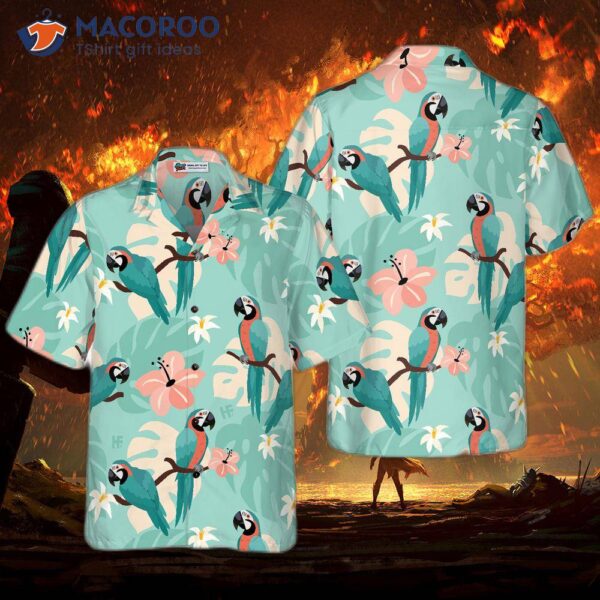 Trendy Parrots And Tropical Leaves Hawaiian Shirt