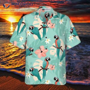 trendy parrots and tropical leaves hawaiian shirt 2