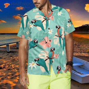 trendy parrots and tropical leaves hawaiian shirt 3