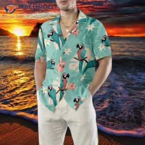 trendy parrots and tropical leaves hawaiian shirt 4