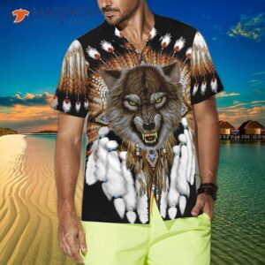 tribal angry wolf shirt for hawaiian 3