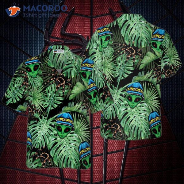 Tropical Alien And Spider Hawaiian Shirt