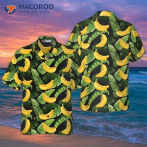 tropical banana leaves and a hawaiian shirt with pattern 0