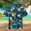 Tropical Blue Leaves And Bees Hawaiian Shirt