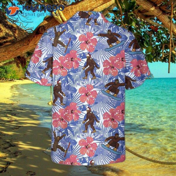 Tropical Christmas Bigfoot Hawaiian Shirt, Funny Gift For