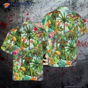 tropical dinosaur hawaiian shirt 0