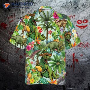 tropical dinosaur hawaiian shirt 2