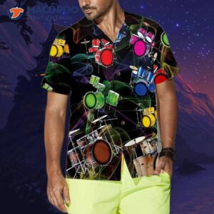 tropical drum hawaiian shirt colorful unique gift for dummers 3