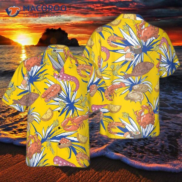 Tropical Floral And Seafood Hawaiian Shirt
