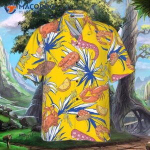 tropical floral and seafood hawaiian shirt 2