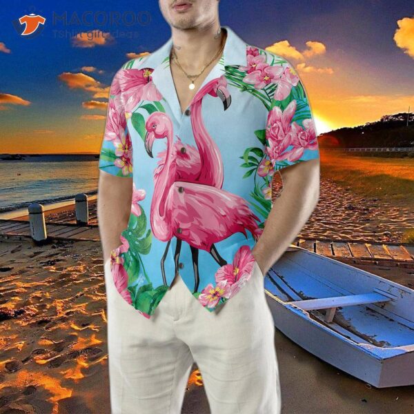 Tropical Floral Flamingo Shirt For ‘s Hawaiian