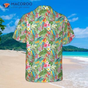 tropical floral hawaiian parrot shirt 1 1