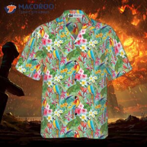 tropical floral hawaiian parrot shirt 2 1