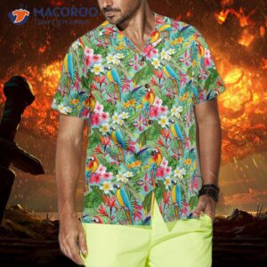 tropical floral hawaiian parrot shirt 3 1