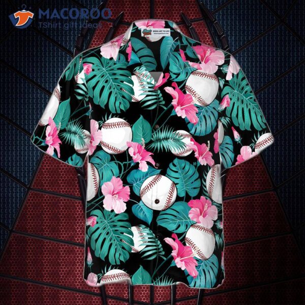 Tropical Flower-print Hawaiian Baseball Shirt