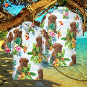 tropical flower with a hawaiian shirt featuring poodle 0
