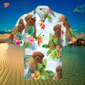 tropical flower with a hawaiian shirt featuring poodle 2