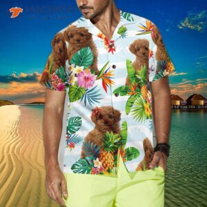 tropical flower with a hawaiian shirt featuring poodle 3