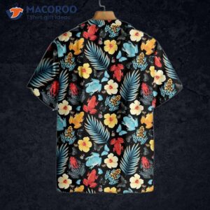 tropical flowers and frogs hawaiian shirt 1