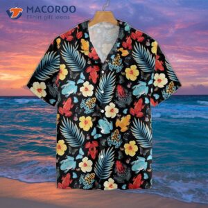 tropical flowers and frogs hawaiian shirt 2