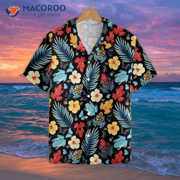 Tropical Flowers And Frogs Hawaiian Shirt
