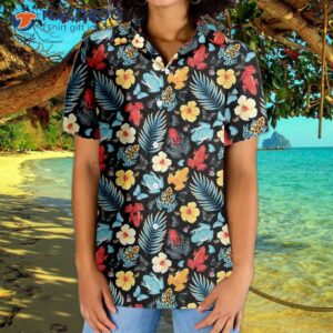 tropical flowers and frogs hawaiian shirt 5