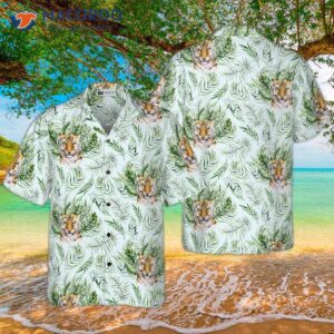 tropical green leaf and jungle tiger shirts for s hawaiian shirts 0