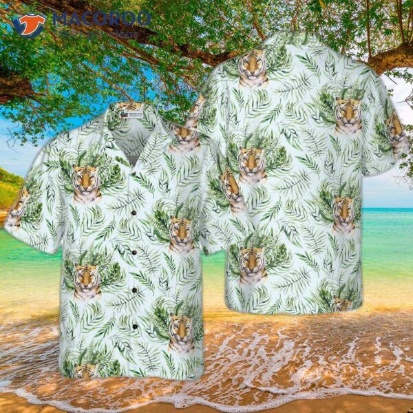 Tropical Green-leaf And Jungle Tiger Shirts For ‘s Hawaiian Shirts.
