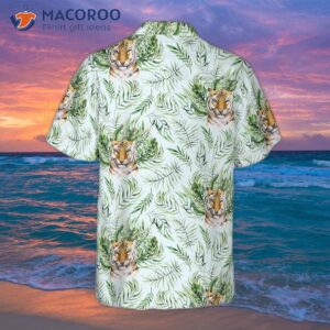 tropical green leaf and jungle tiger shirts for s hawaiian shirts 1