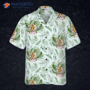 tropical green leaf and jungle tiger shirts for s hawaiian shirts 2