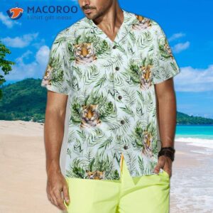tropical green leaf and jungle tiger shirts for s hawaiian shirts 3