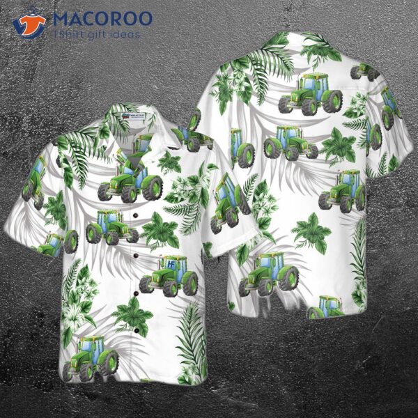 Tropical Green Tractor Hawaiian Shirt