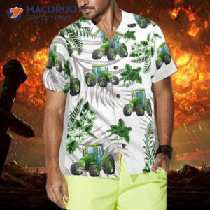 tropical green tractor hawaiian shirt 3