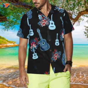 tropical guitar and leaves hawaiian shirt 3