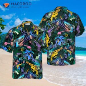 tropical gun lover pattern hawaiian shirt 0