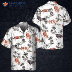 Tropical Island And Cow Pattern Hawaiian Shirt, Shirt For , Print