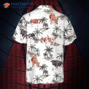 Tropical Island And Cow Pattern Hawaiian Shirt, Shirt For , Print