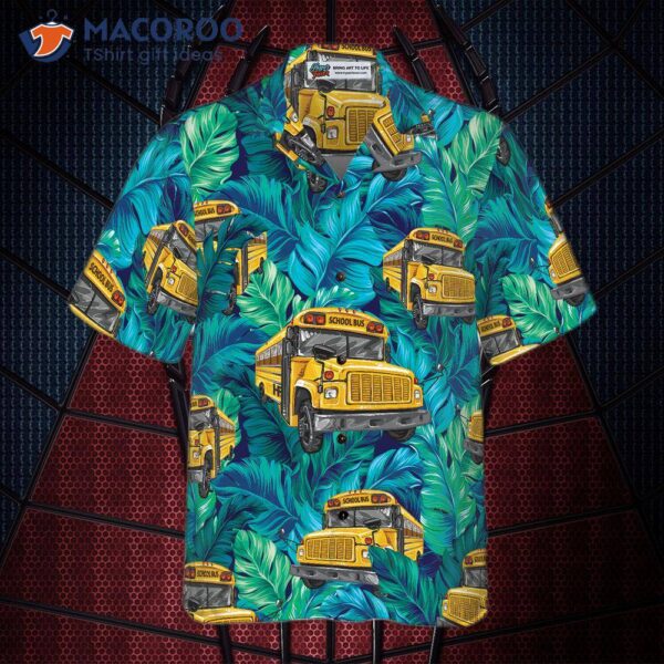 Tropical Leaves School Bus Driver Hawaiian Shirt—best Shirt For Drivers, Unique Gift Drivers