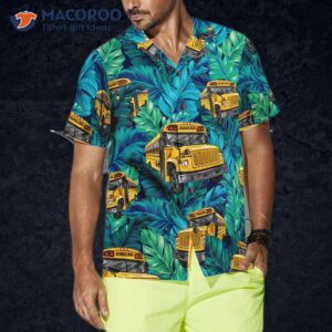 tropical leaves school bus driver hawaiian shirt best shirt for drivers unique gift drivers 3