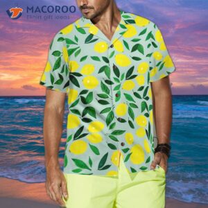 tropical lemon and leaf hawaiian shirt 3