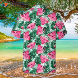 tropical palm leaves watermelon hawaiian shirt cool shirt for amp 1