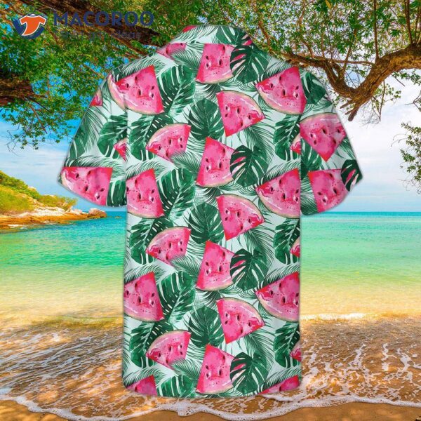 Tropical Palm Leaves Watermelon Hawaiian Shirt, Cool Shirt For &