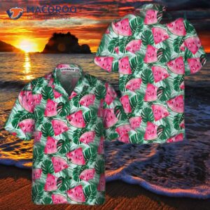 tropical palm leaves watermelon hawaiian shirt cool shirt for amp 4